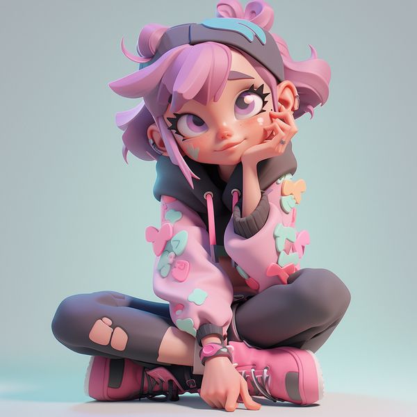 midjourney happy cute girl 3d niji style expressive