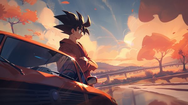 midjourney goku from dragon ball z niji 5 style scenic