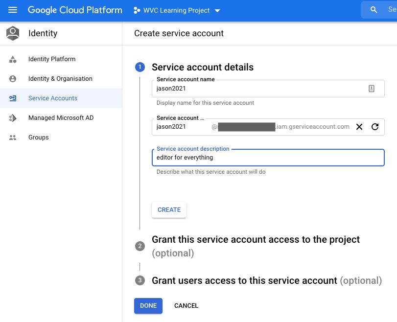 GCP Service Account Config 1