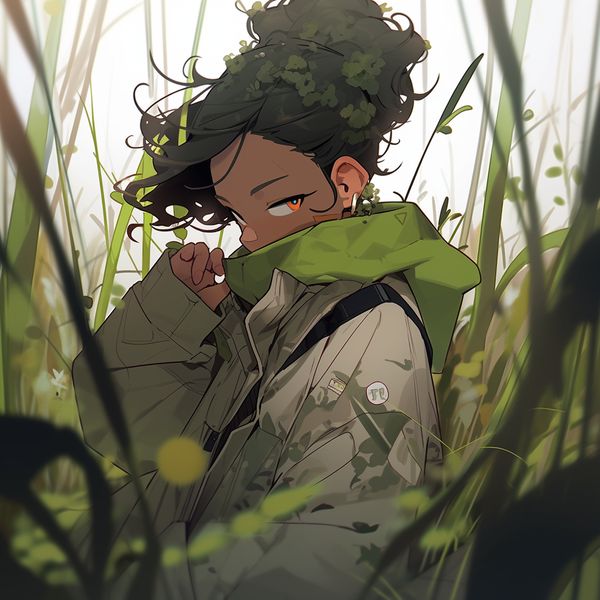 midjourney girl in the tall grass