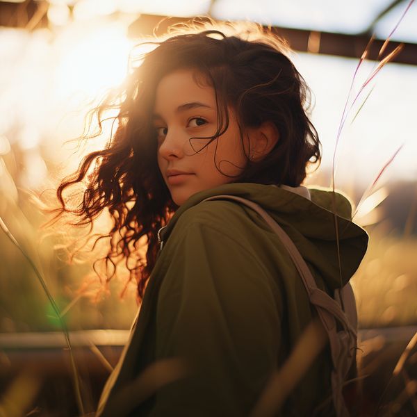 midjourney photo of that girl in the tall grass