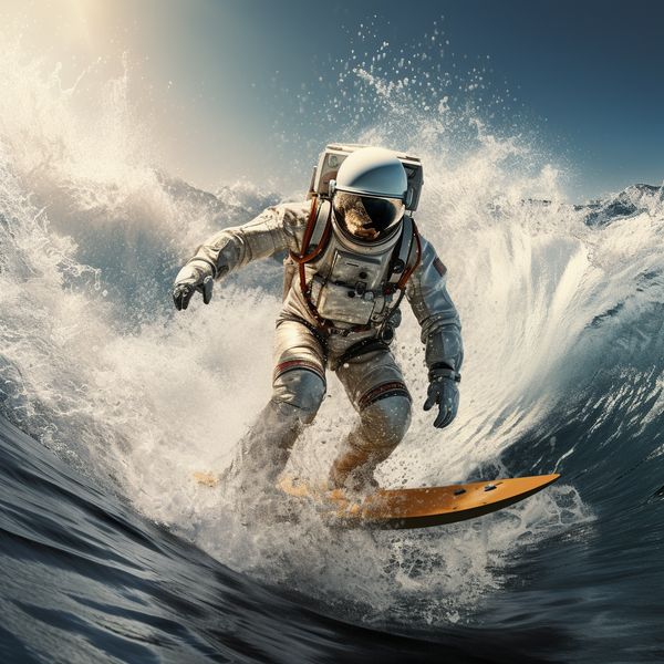 midjourney astronaut surfing