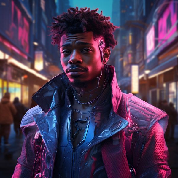 midjourney black man cyberpunk