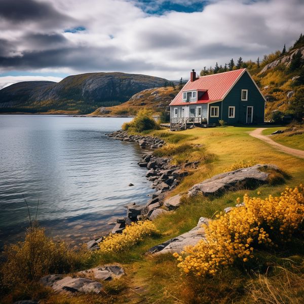 midjourney lakeside cottage