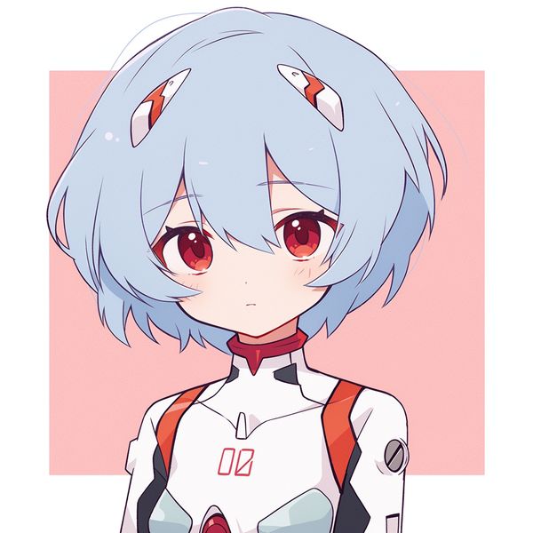 midjourney rei ayanami from evangelion niji 5 style cute